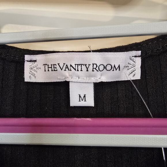 NEW NWT Women's The Vanity Room Black Ribbed Knit Wrap Dress | Size Medium - Picture 9 of 10